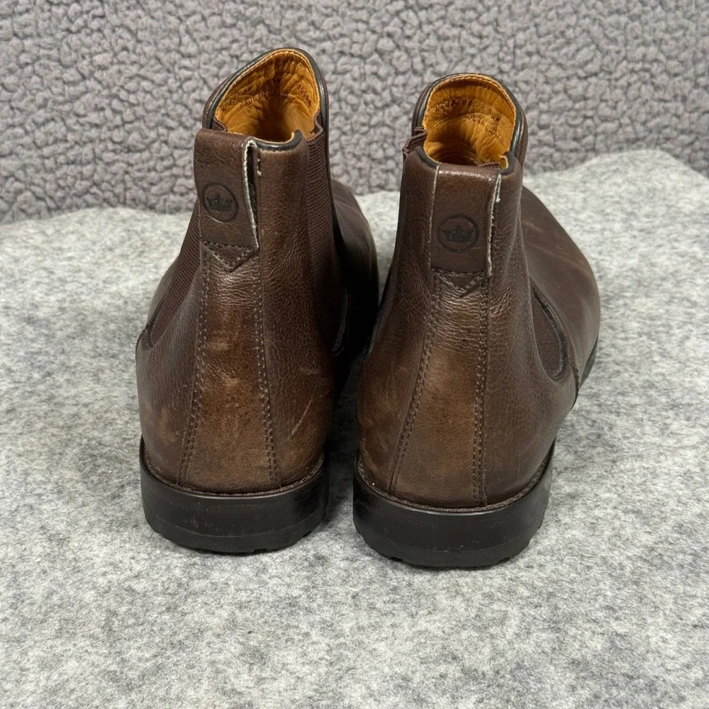 Peter Millar Mens Boots Sz 9.5 Brown Leather Chelsea Pull-On Lug Sole Plain Toe